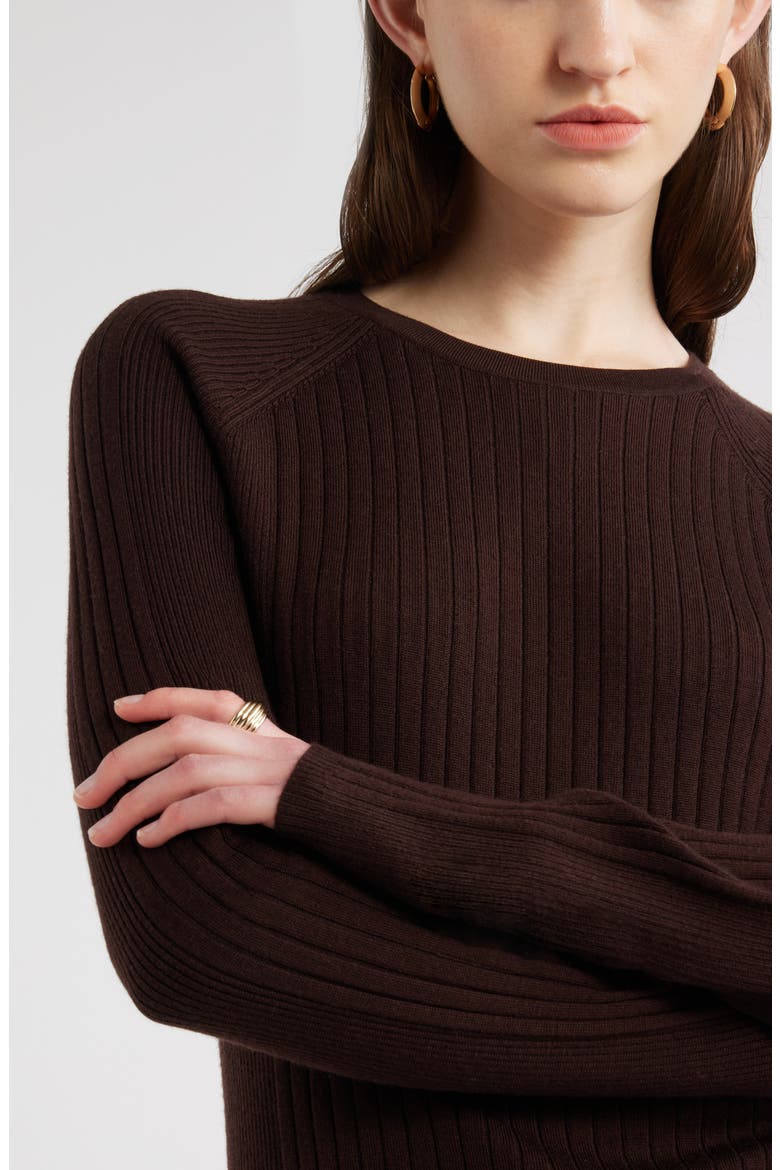 Rib Wool Blend Sweater, Alternate, color, BROWN COFFEE