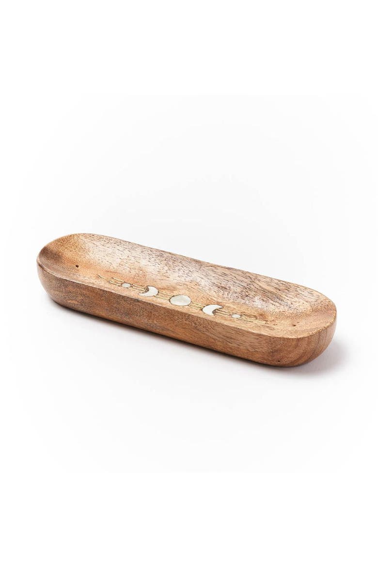 Indukala Moon Phase Double Incense Holder, Main, color, Brown