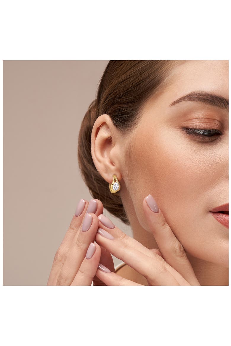 Created Moissanite Huggie Hoop Earrings, Alternate, color, GOLD