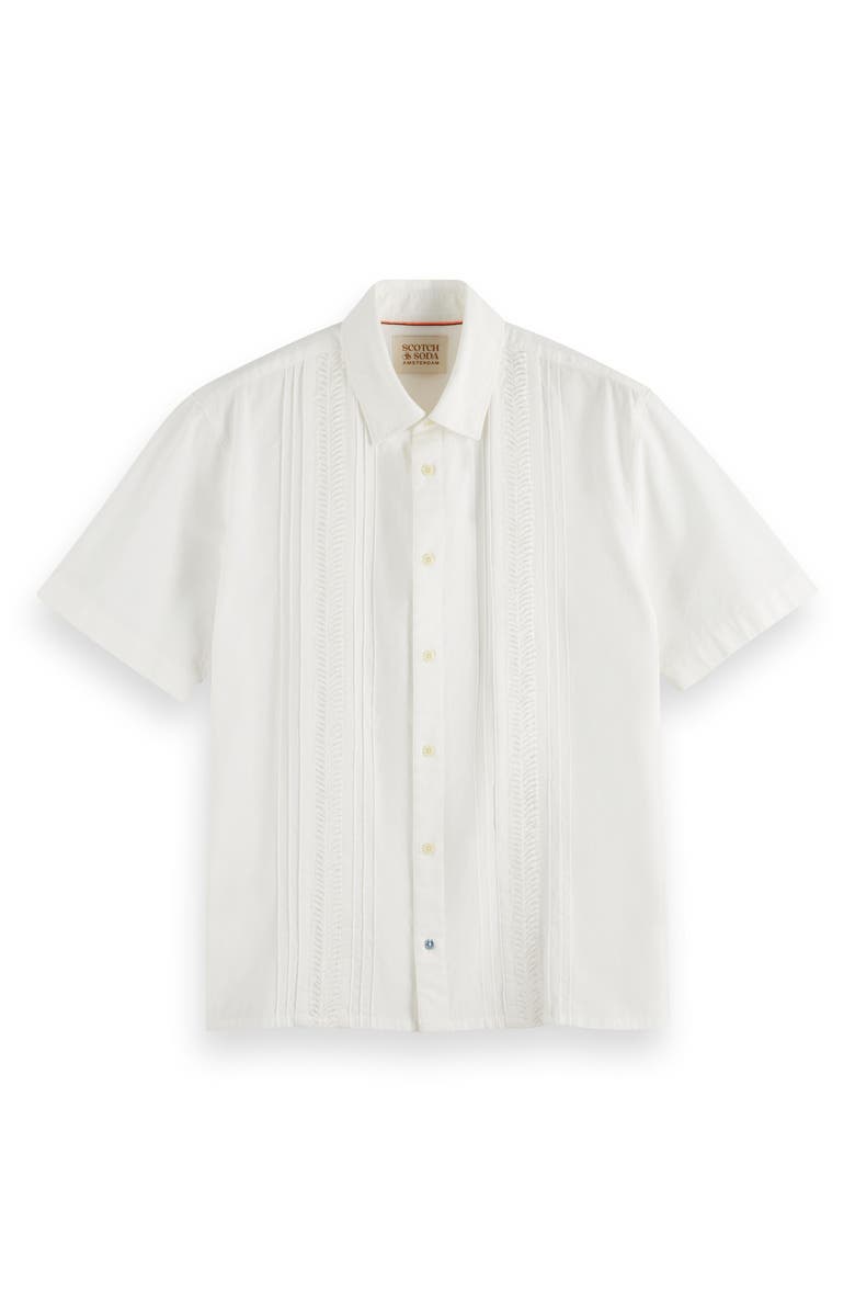 Scotch & Soda Pintuck Detail Short Sleeve Button-Up Shirt, Main, color,