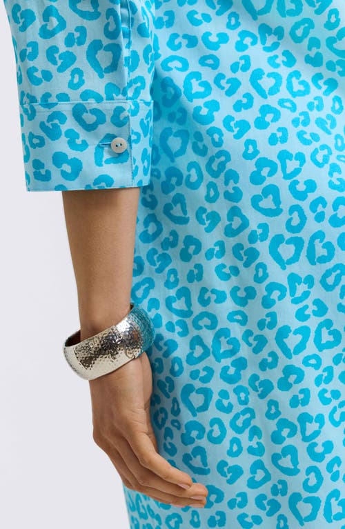Foxcroft Sloane Leopard Spot Shirtdress In Ibiza Turq Multi