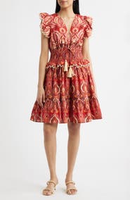 Julia Jordan Smocked Waist Ruffle Dress