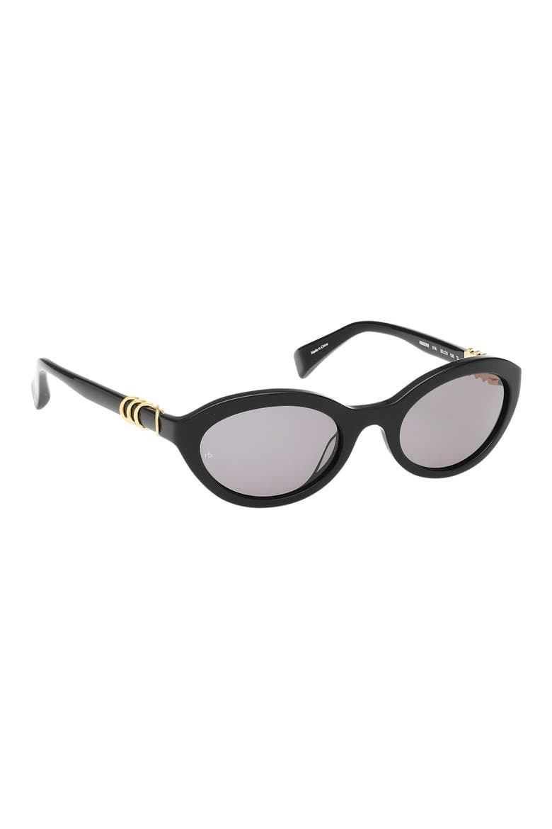 52mm Oval Sunglasses, Alternate, color, SHINY BLACK / SMOKE LENSES
