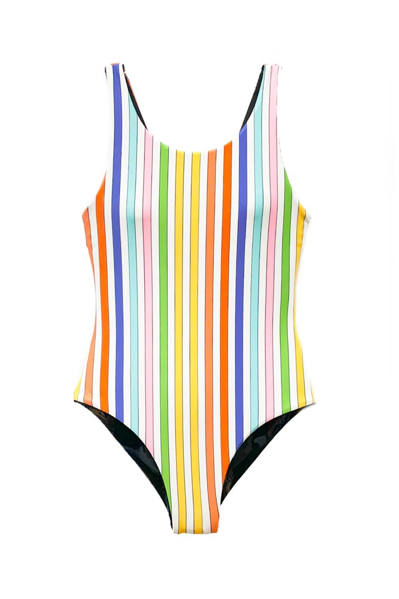REVERSIBLE STRIPED ONE PIECE SWIMSUIT, Alternate, color, MULTICOLOR