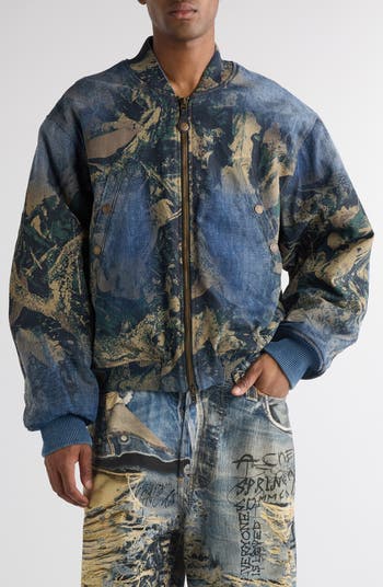 Acne Studios Print Denim Bomber Jacket | Nordstrom