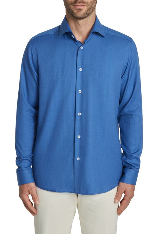 Jack Victor Bellamy Herringbone Cotton Blend Sport Shirt in Blue  product