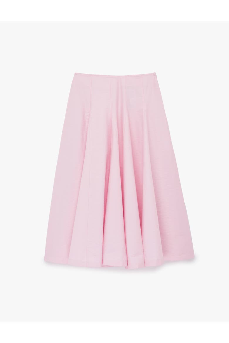 A-Line Pleated Cotton Midi Skirt, Alternate, color, PINK