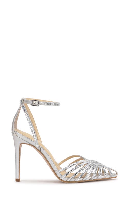 Jessica Simpson Paveri 2 Pointed Toe Ankle Strap Pump In Silver