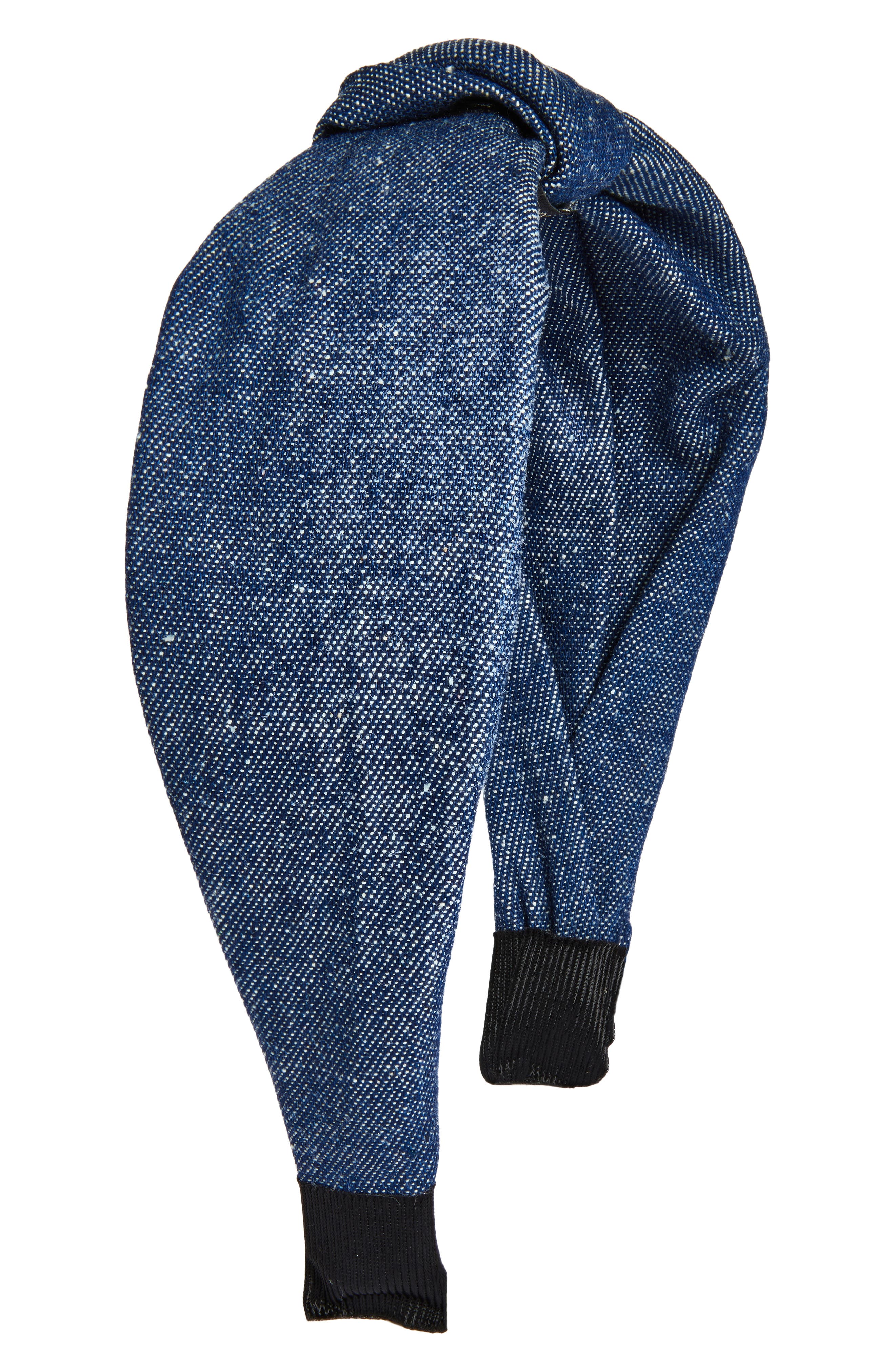 Tasha Top Knot Wide Denim Headband in Dark Denim 