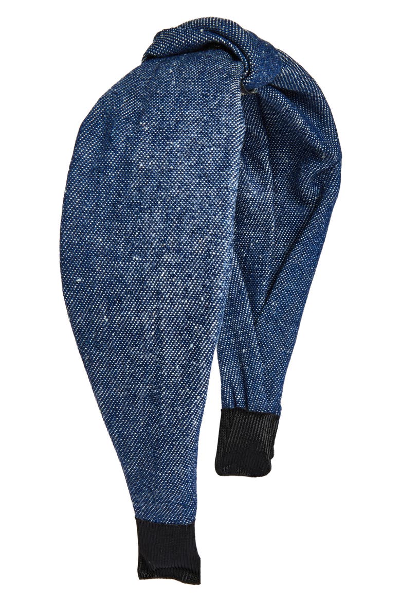 Top Knot Wide Denim Headband, Main, color, DARK DENIM