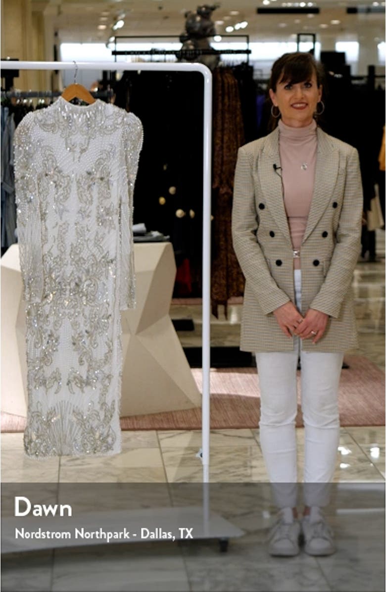 Imitation Pearl Long Sleeve Midi Dress, sales video thumbnail