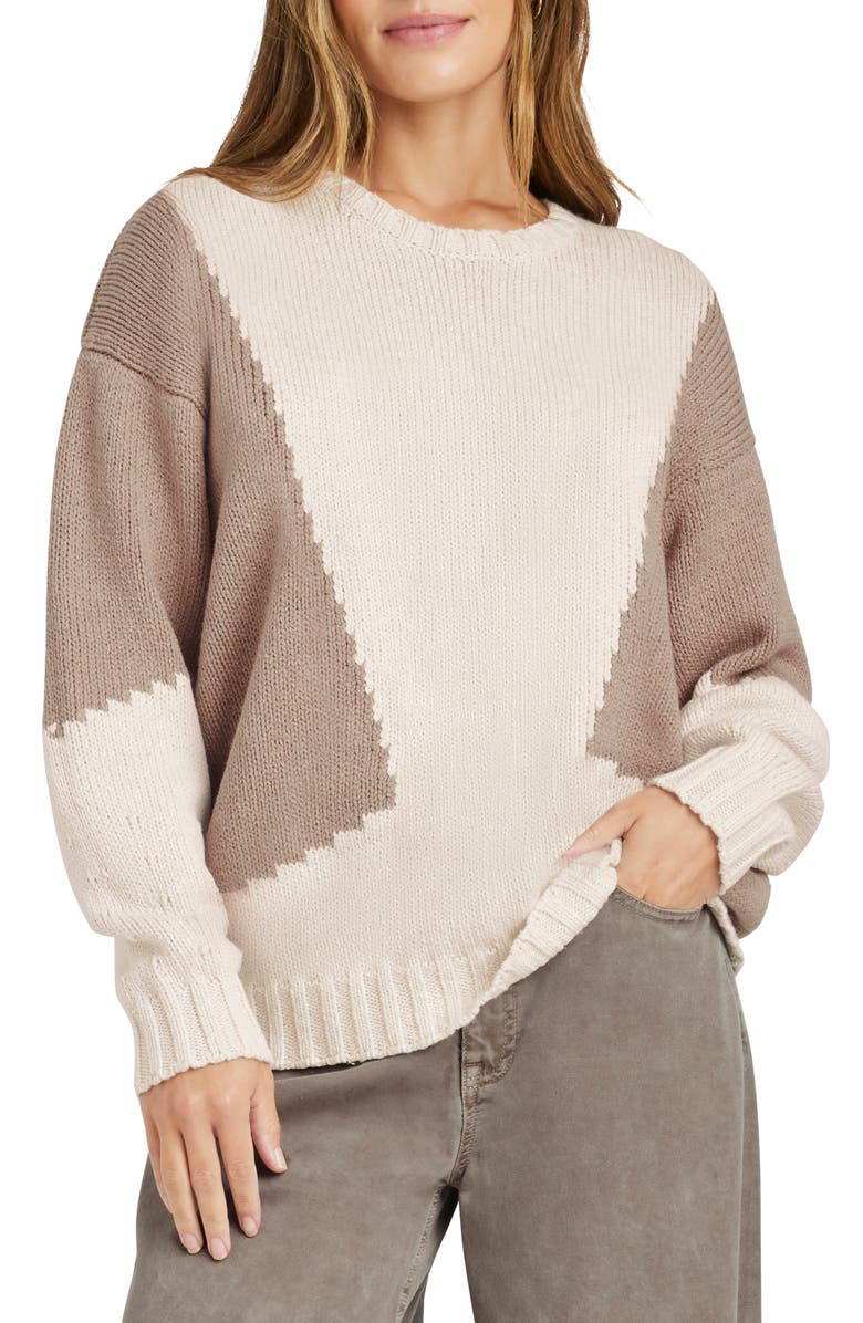 Splendid Camden Colorblock Cotton Crewneck Sweater, Main, color,