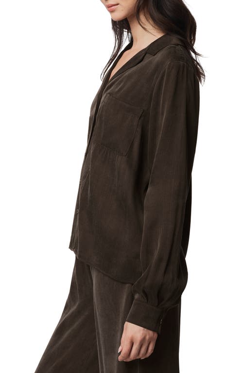 Splendid Serena Satin Shirt In Brown