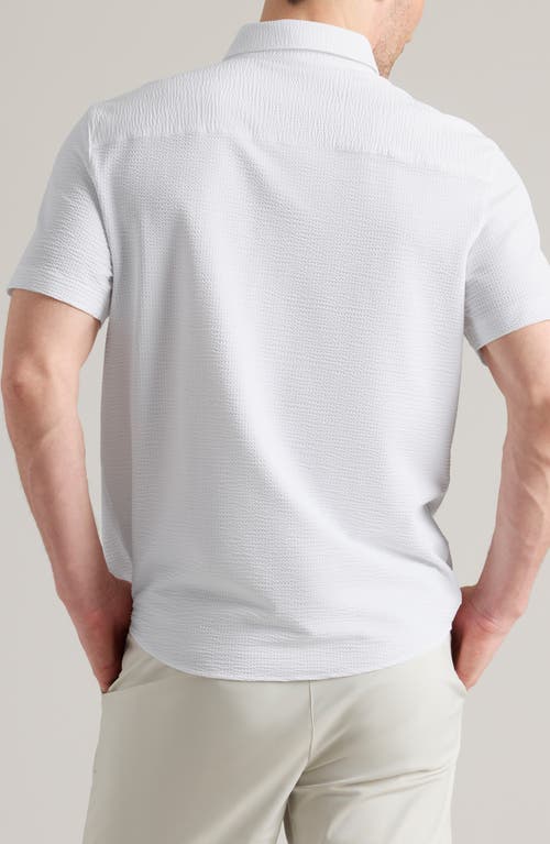 Rhone Commuter Seersucker Regular Fit Short Sleeve Shirt In White