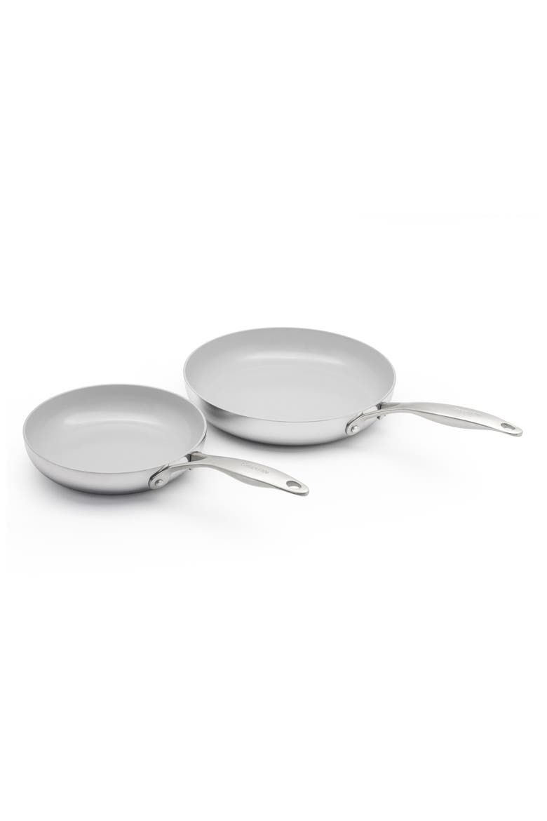 Venice Pro 8-Inch & 10-Inch Multilayer Stainless Steel Ceramic Nonstick Frying Pan Set, Alternate, color, STAINLESS STEEL