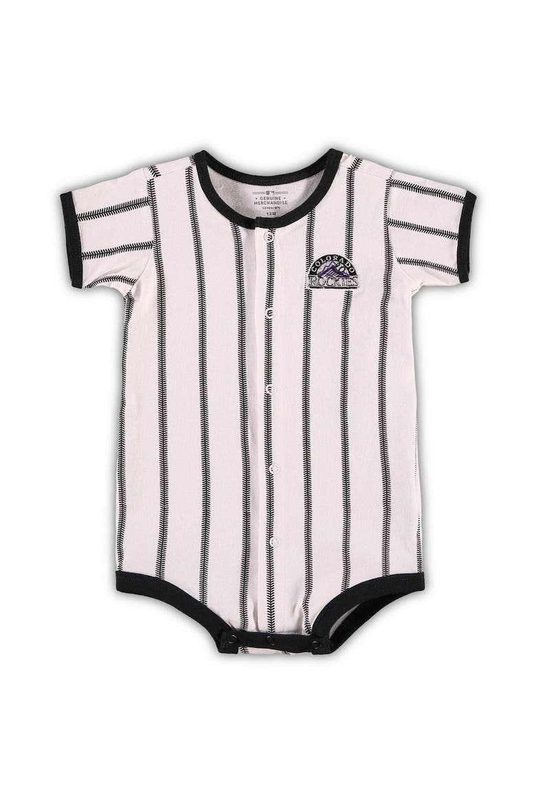 Infant White Colorado Rockies Pinstripe Power Hitter Coverall, Main, color, White