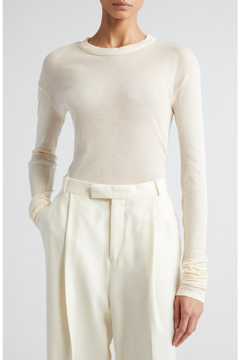 Semisheer Cotton Rib Jersey Top, Main, color, CREAM