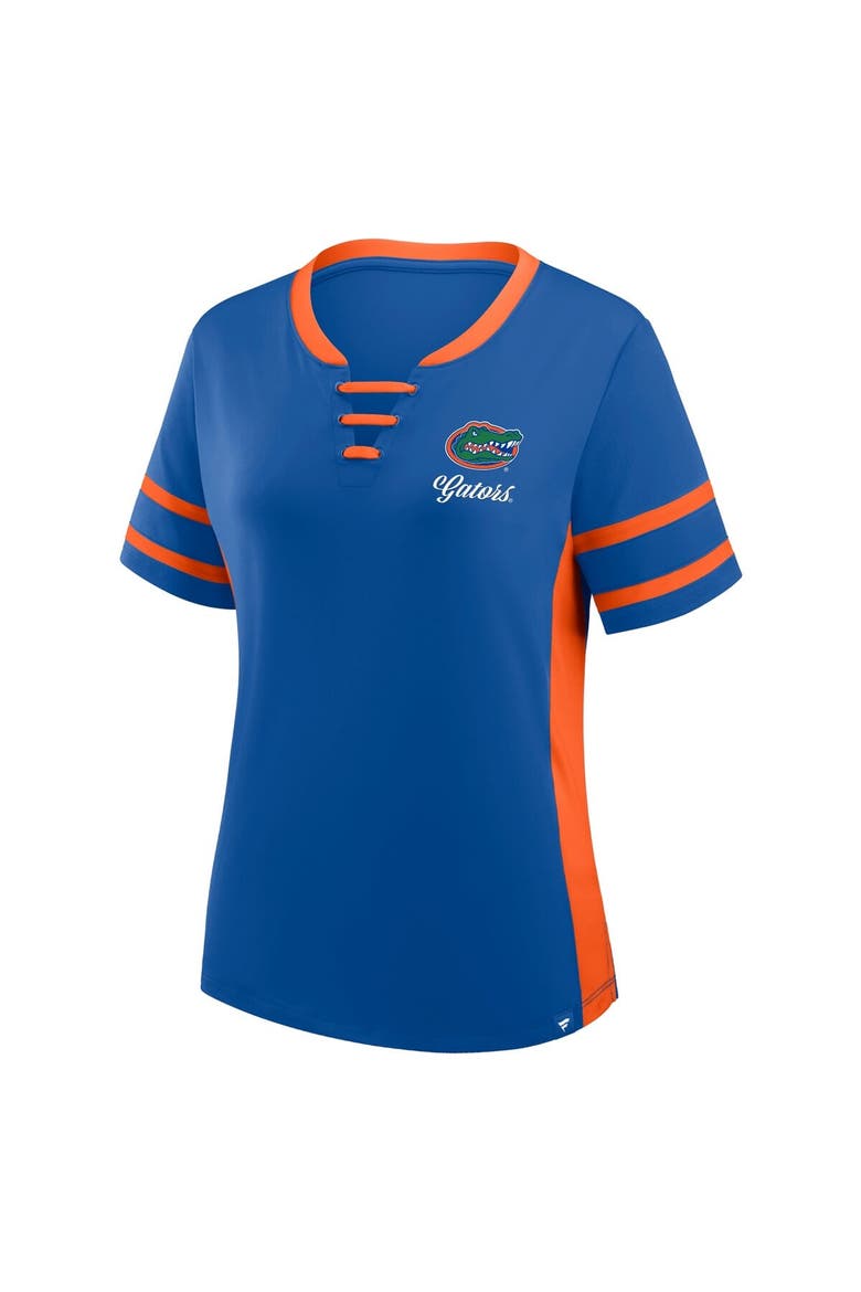 Women's Fanatics Royal/Orange Florida Gators Be Fearless Athena Lace-Up T-Shirt, Alternate, color, Royal
