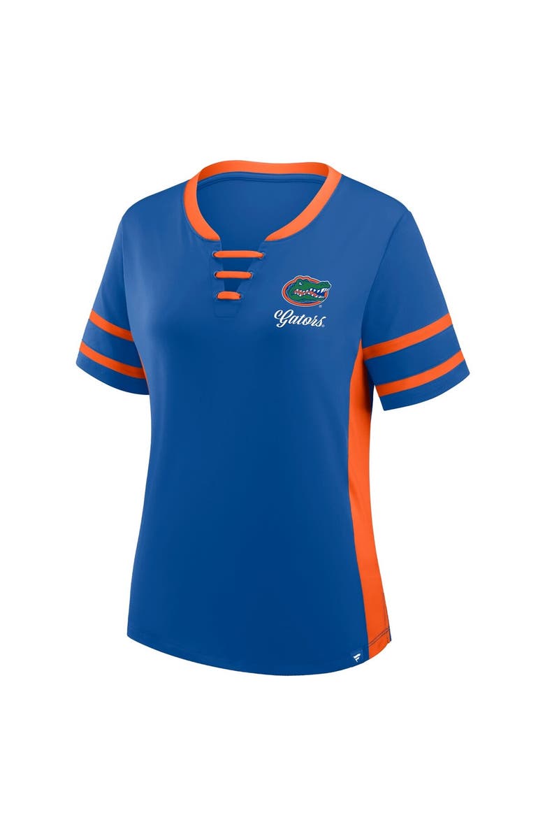 FANATICS Women's Fanatics Royal/Orange Florida Gators Be Fearless Athena Lace-Up T-Shirt, Alternate, color, Royal