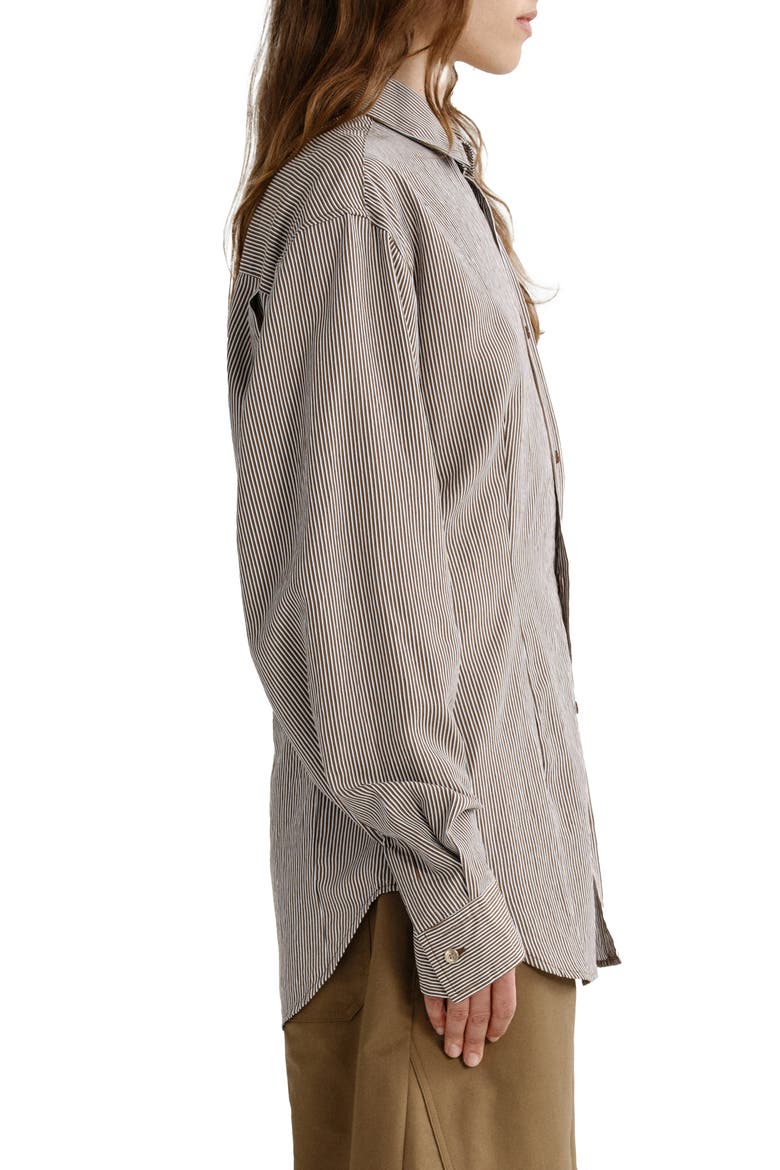 Cinch Striped Long Sleeve Shirt, Alternate, color, JAKARTA STRIPE BROWN WHITE