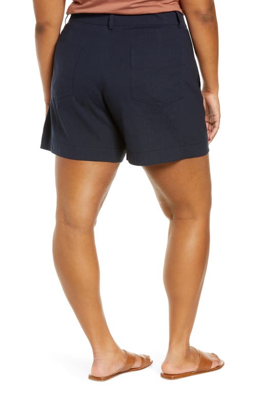 Vince Casual Linen Blend Shorts In Blue