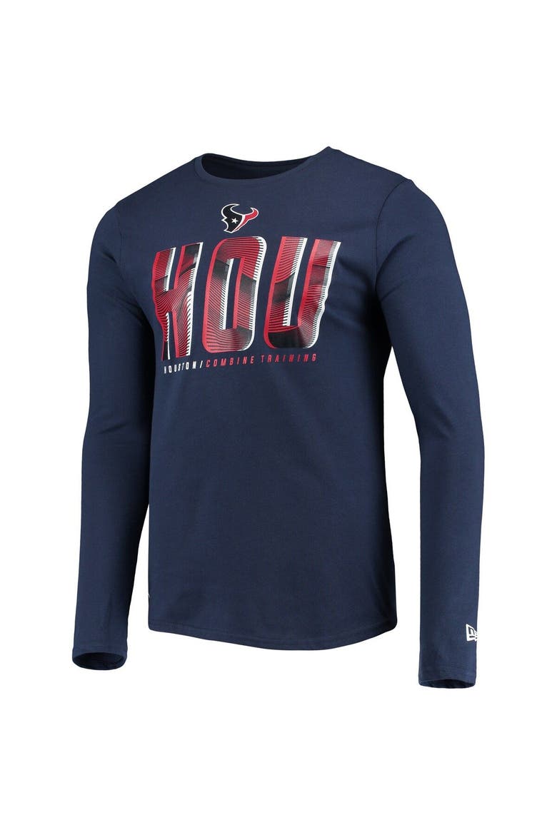 Men's New Era Navy Houston Texans Combine Authentic Static Abbreviation Long Sleeve T-Shirt, Alternate, color, Navy