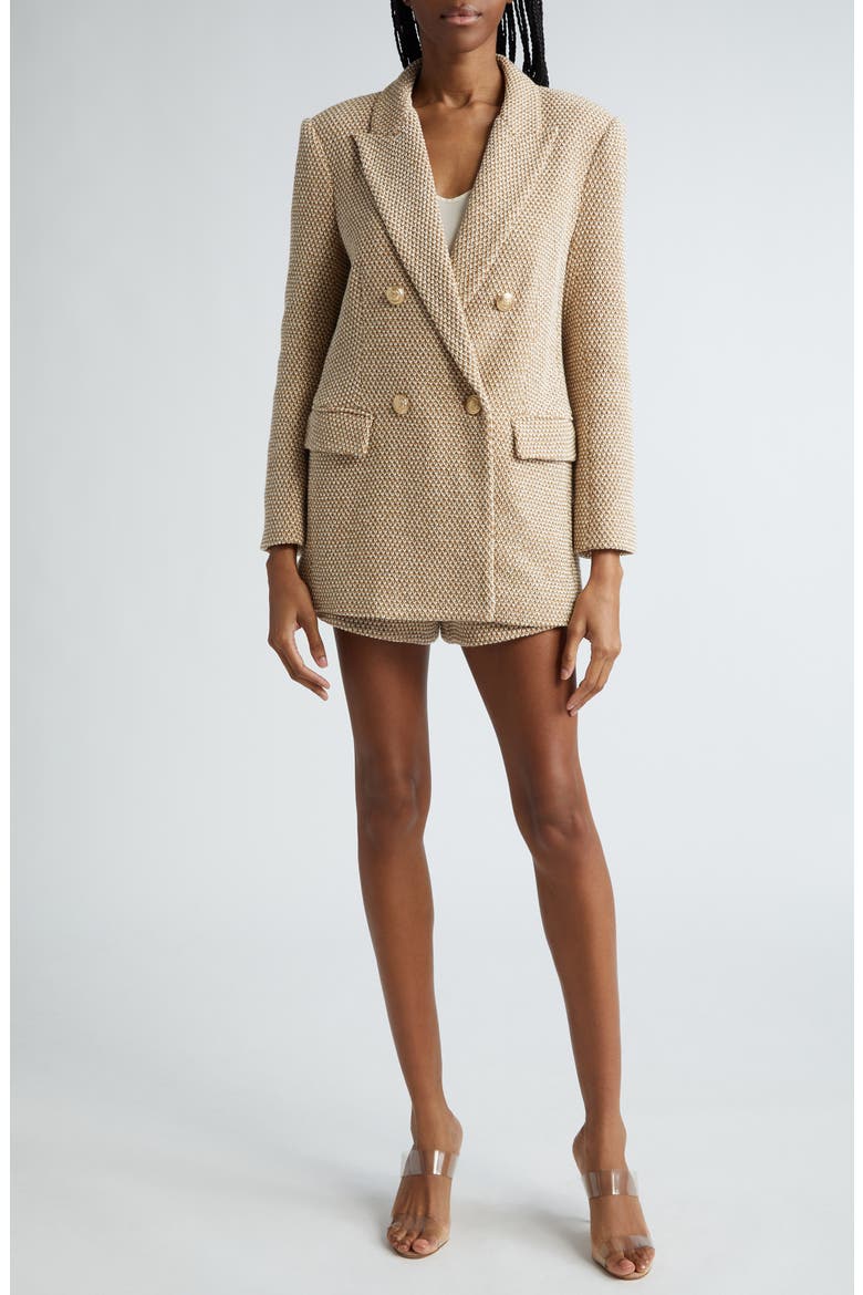 Riva Double Breasted Knit Blazer, Alternate, color, TAN/ IVORY MULTI