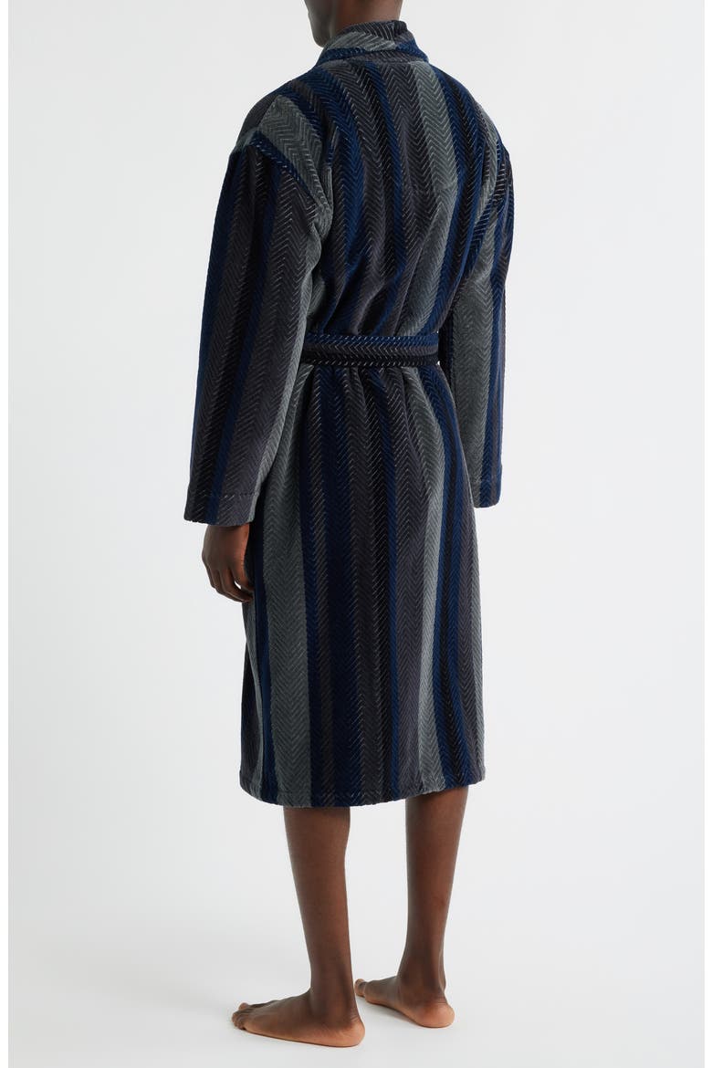 Four Star Shawl Collar Cotton Velour Robe, Alternate, color, NAVY