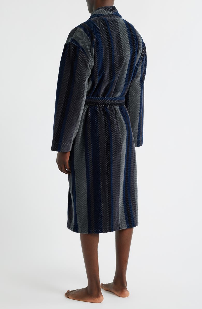 Majestic International Four Star Shawl Collar Cotton Velour Robe, Alternate, color, Navy