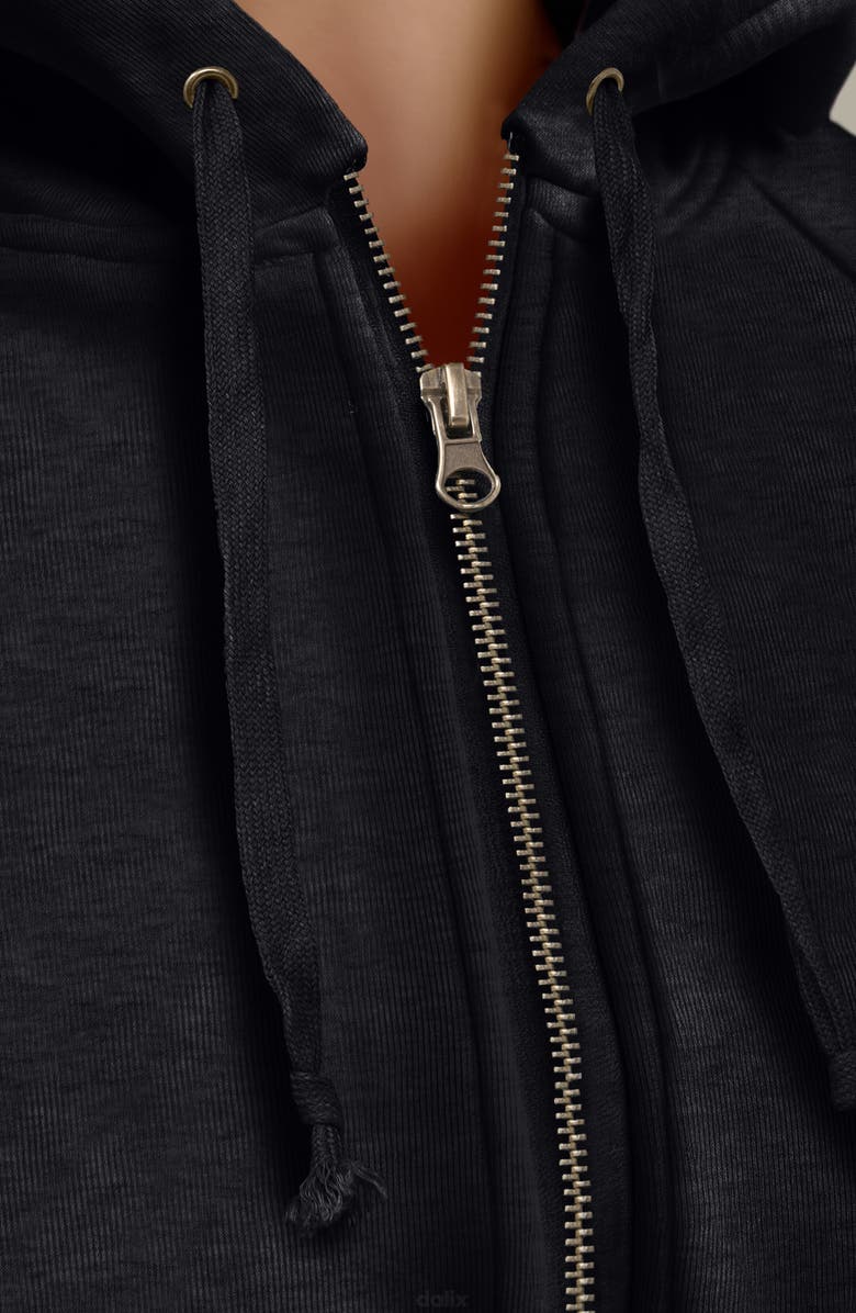 Dalix Bow Fleece Zip Hoodie, Alternate, color, Black