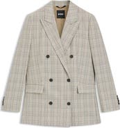 BOSS Jukana Windowpane Plaid Stretch Wool Blazer