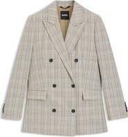 BOSS Jukana Windowpane Plaid Stretch Wool Blazer