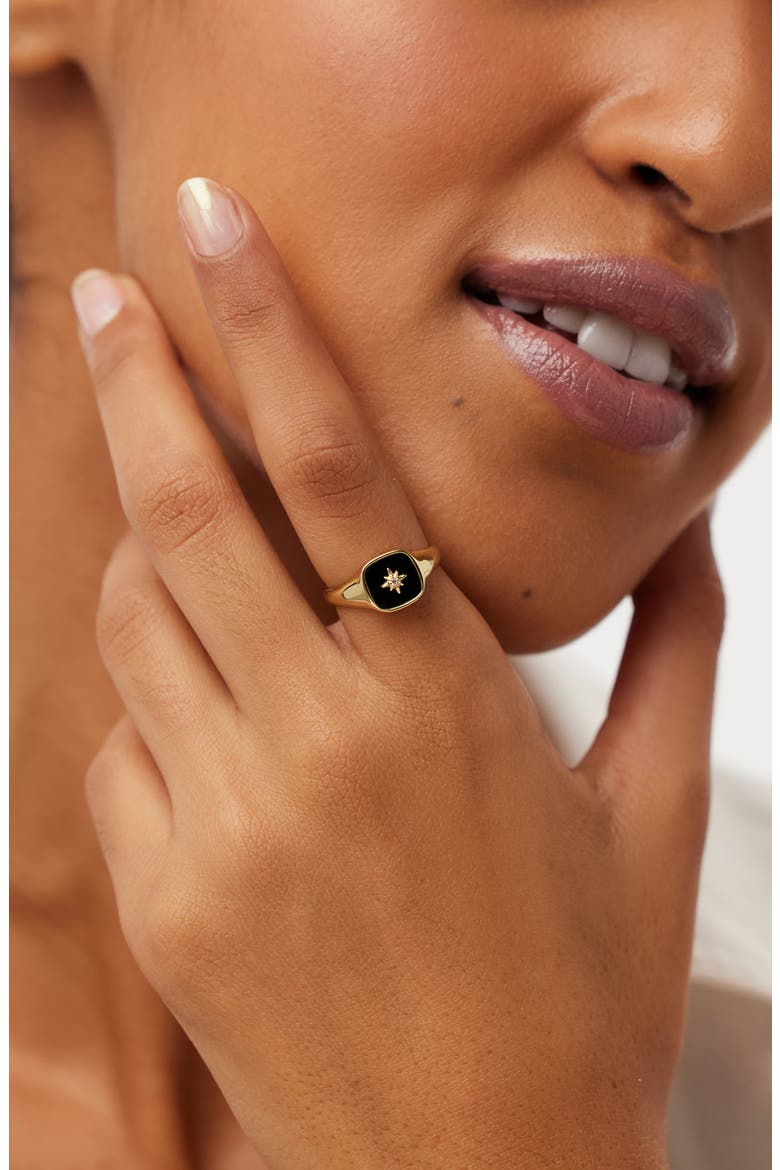 Gold Signet Ring - Amara Black, Alternate, color, Black/Gold