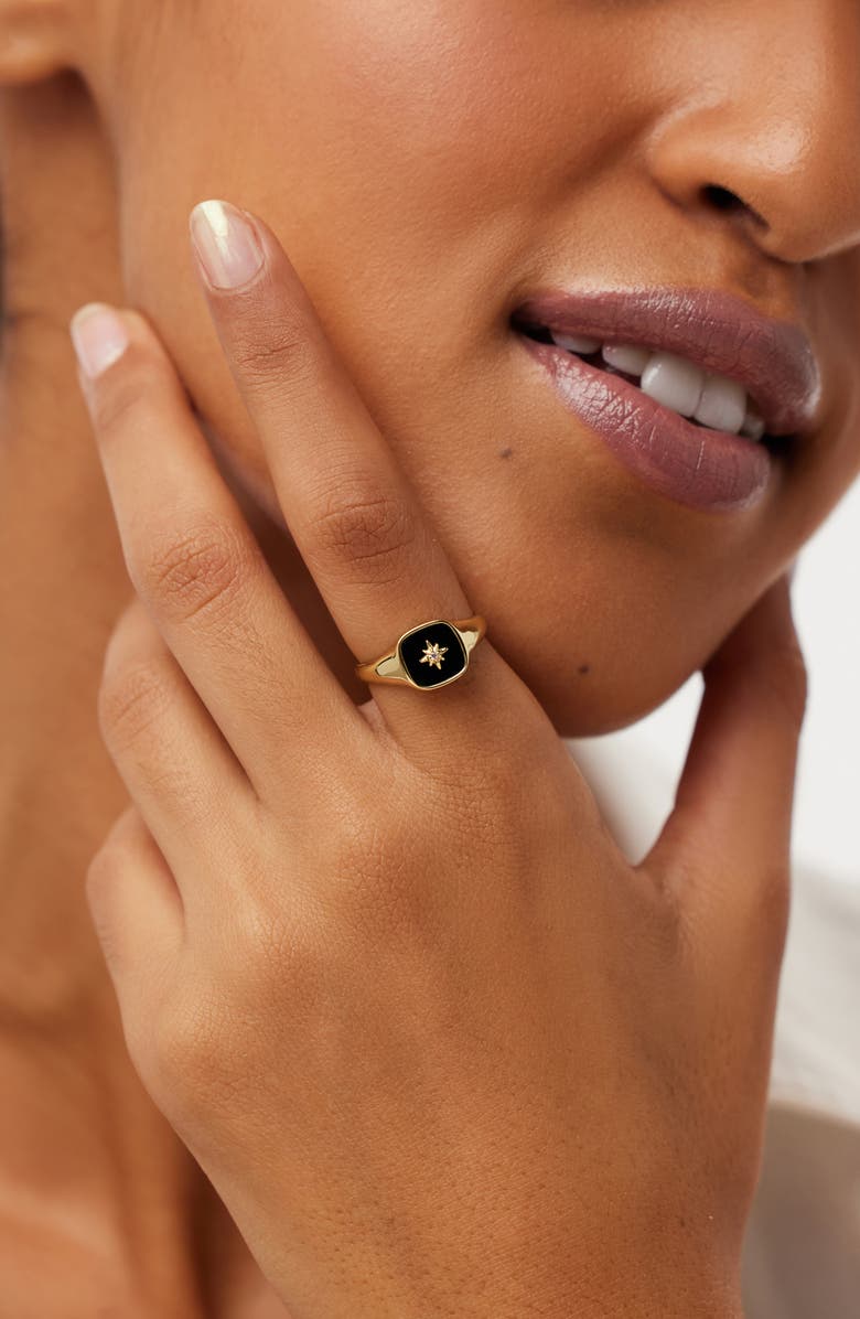 Ana Luisa Gold Signet Ring - Amara Black, Alternate, color, Black/Gold