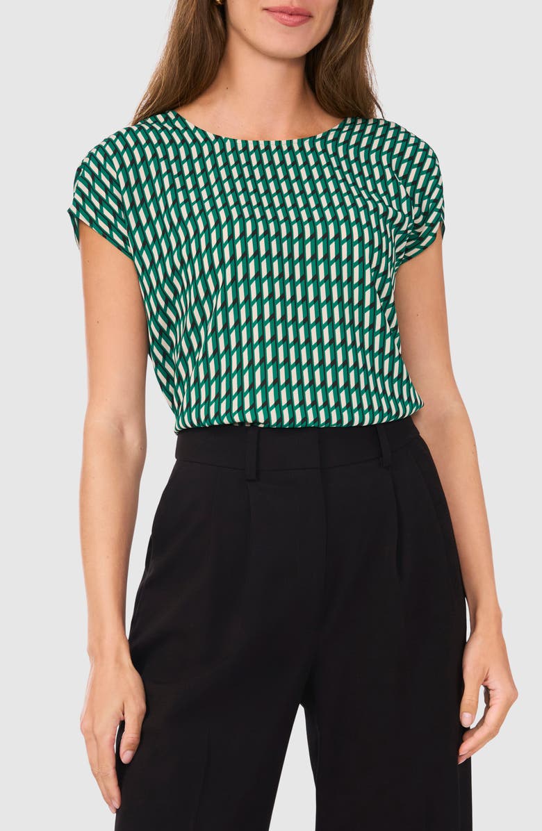 Halogen<sup>®</sup> Geo Print Cap Sleeve Shell, Main, color,