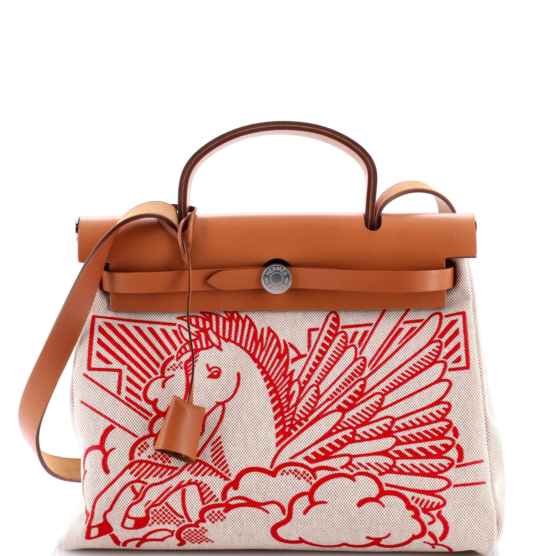 Pre-Owned Hermes Herbag Zip Pegase Pop Toile and Leather 31, Main, color, 