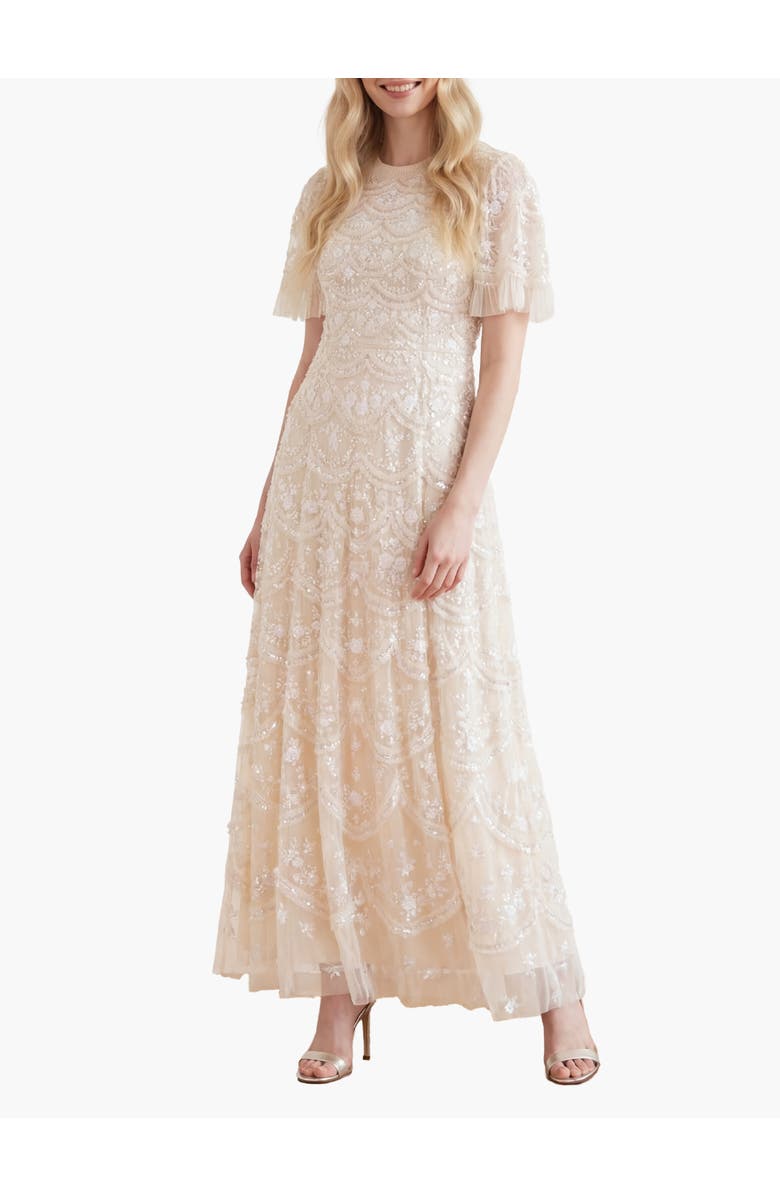 Needle & Thread Lily Bloom Embroidered Maxi Dress, Main, color, Cream