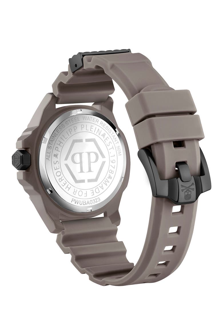 The $kull Silicone Strap Watch, 44mm, Alternate, color, TAUPE GREY ECO CERAMIC