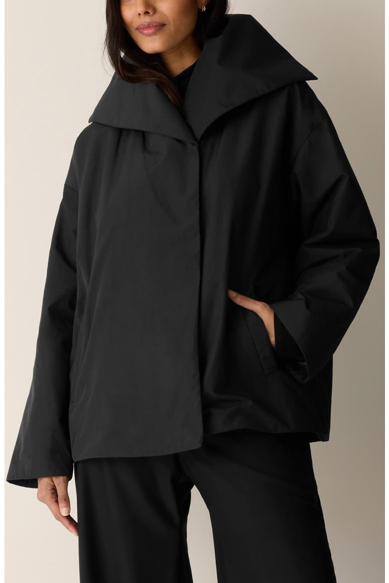 High Collar Short Padded Coat, Main, color, BLACK