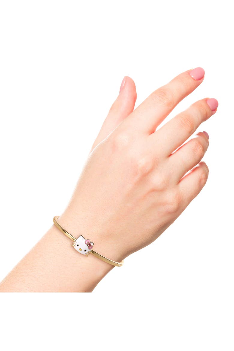 Gold-Tone Enamel Bangle Bracelet, Alternate, color, Gold