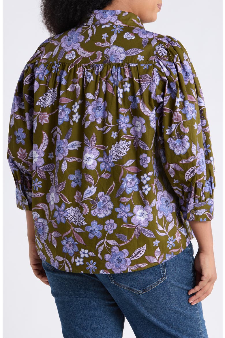 Fae Reverie Cotton Poplin Button-Up Shirt, Alternate, color, OLIVE-LAVENDER