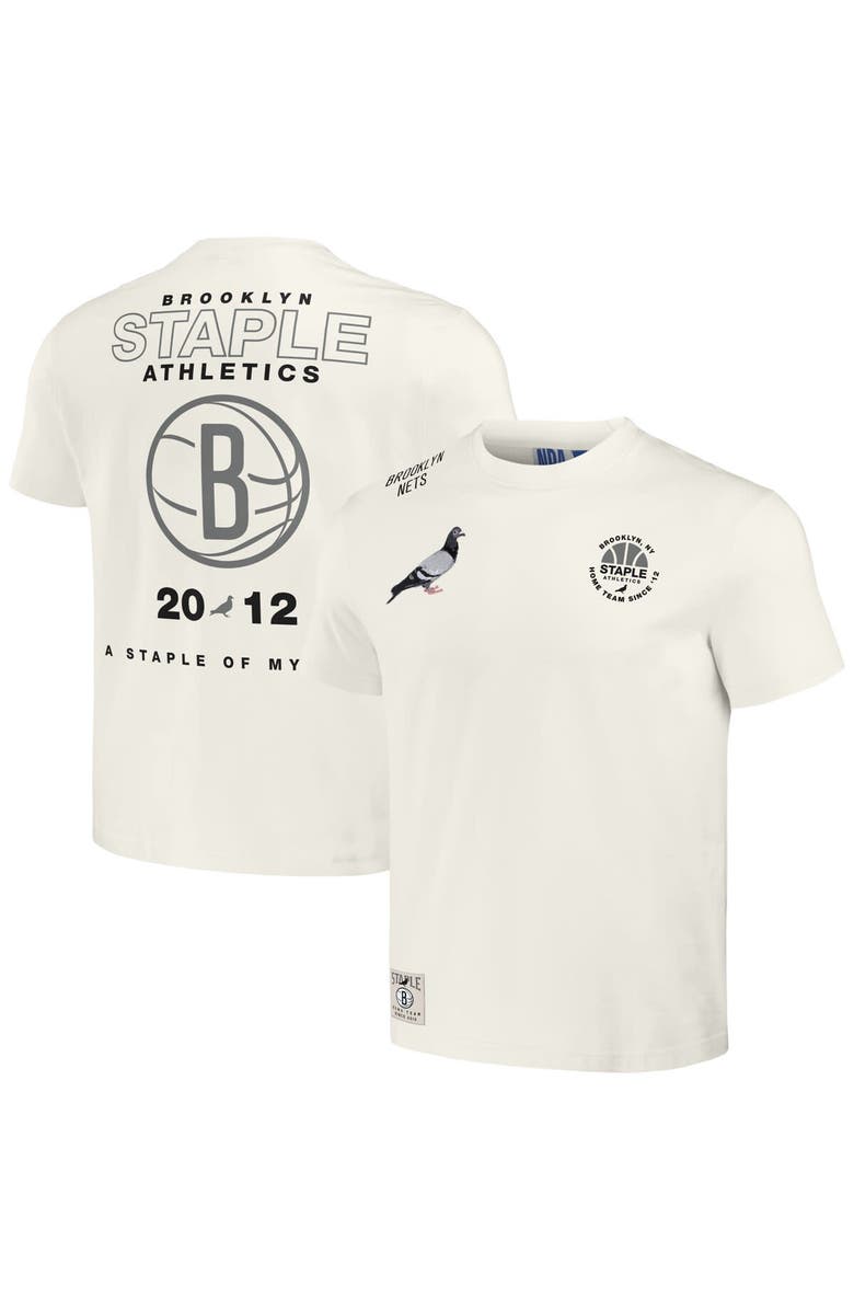 STAPLE Men's NBA x Staple Cream Brooklyn Nets Home Team T-Shirt, Main, color, 