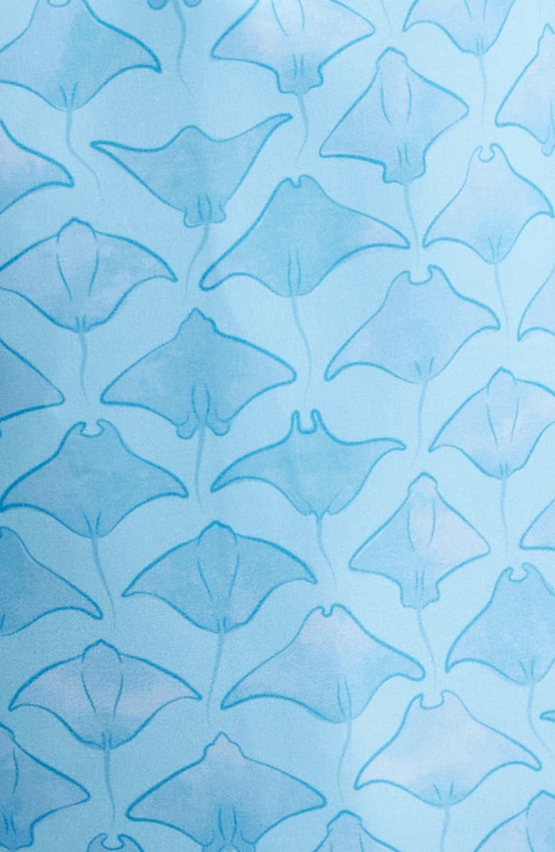 Peter Millar Coronado Stingray Print Swim Trunks, Alternate, color, Crystal Sea