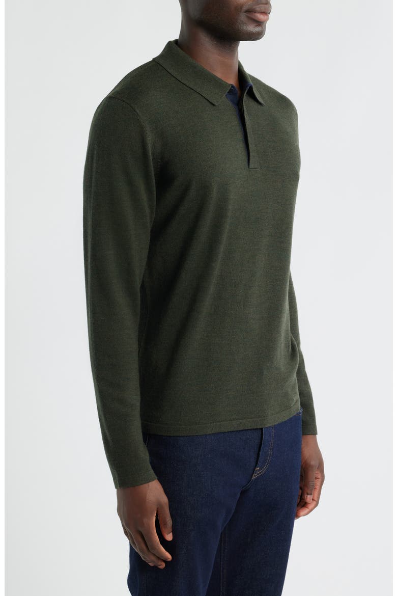 Thomas Merino Wool Long Sleeve Polo, Alternate, color, OLIVE