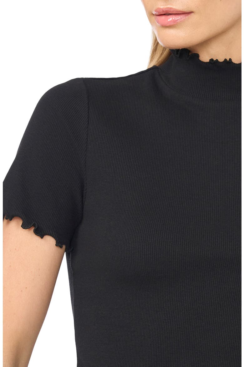 Lattice Trim Mock Neck T-Shirt, Alternate, color, RICH BLACK