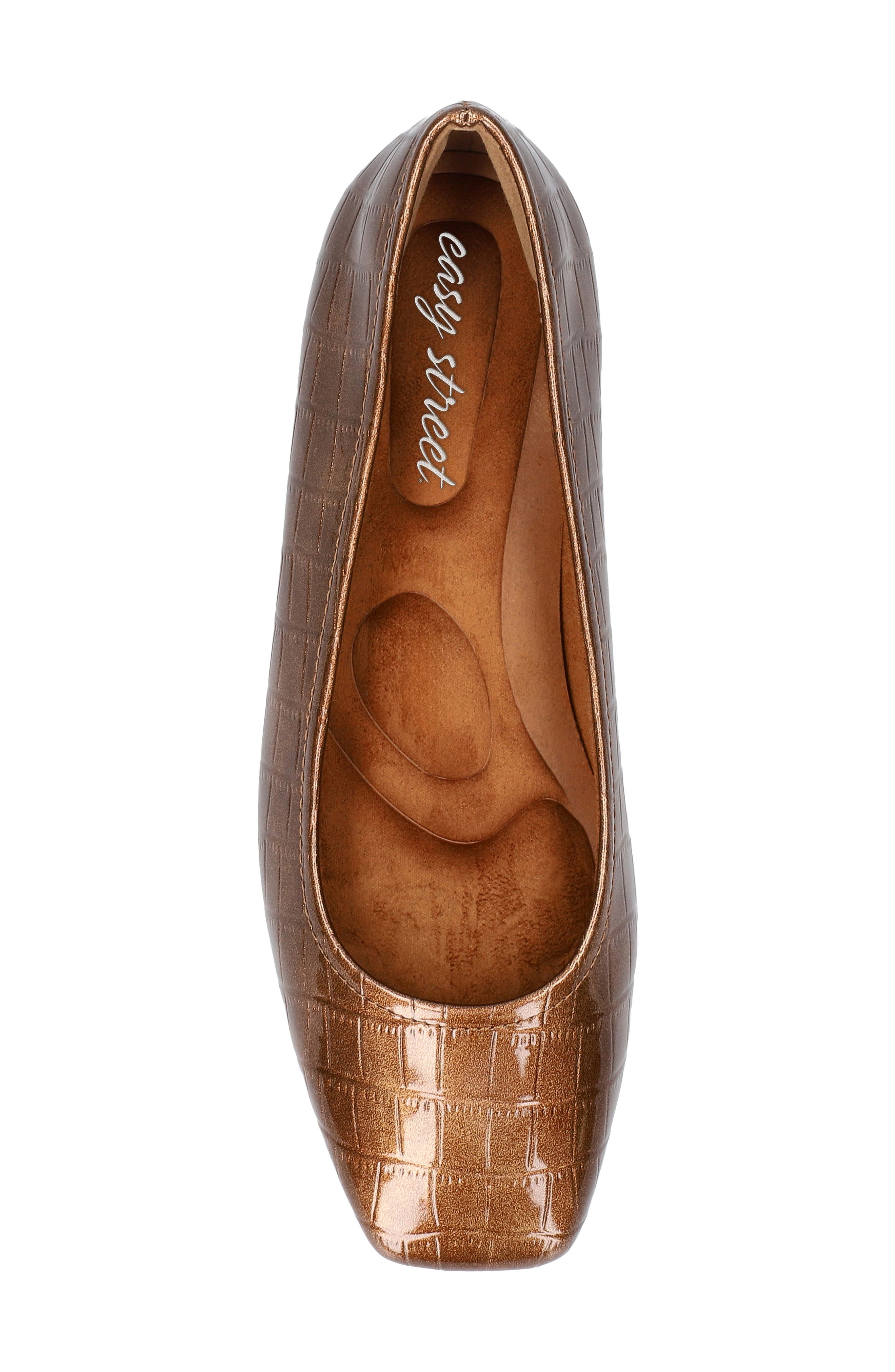 Crescent Faux Leather Skimmer Flat, Alternate, color, BRONZE PATENT CROCO