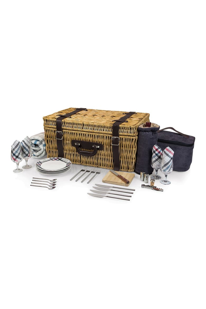 'Carnaby Street' Wicker Picnic Basket, Alternate, color, BROWN