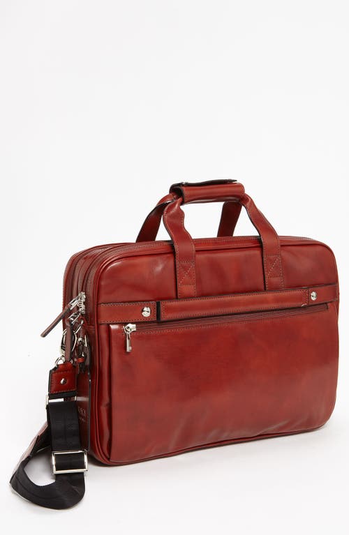 Bosca Double Compartment Leather Briefcase in Cognac