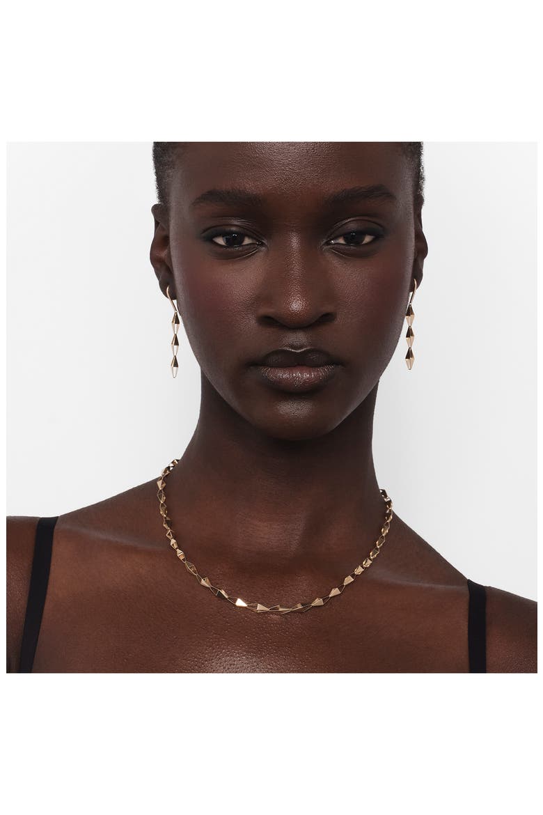 14K Gold Laser 3D Kite Chain Linear Earrings, Alternate, color, GOLD