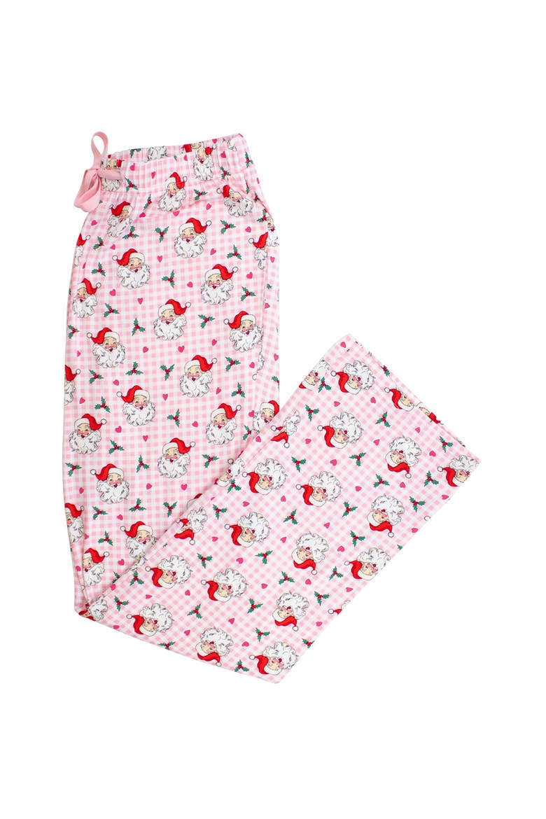 SoftSnooze Gender Inclusive Adult Pajama Pants, Main, color, Pink Dear Santa